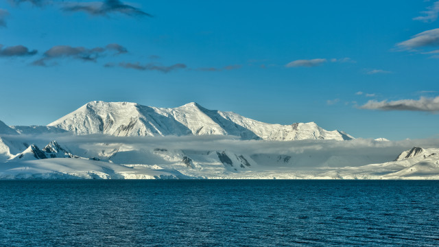 Mountain range snow clouds lake free wallpaper - medium preview image