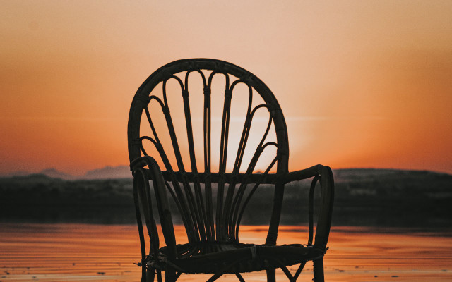 Beach sunset chair reflection minimalism free wallpaper - medium preview image