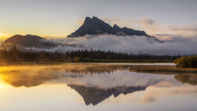 Mountain lake forest sunset clouds #3 free wallpaper - medium preview image