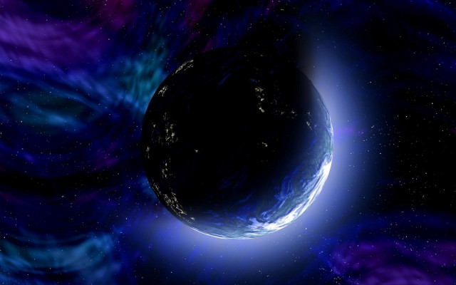 Blue planet ring space art free wallpaper - medium preview image