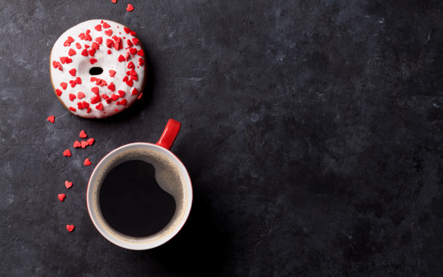 Coffee donut red sprinkles black free wallpaper - medium preview image