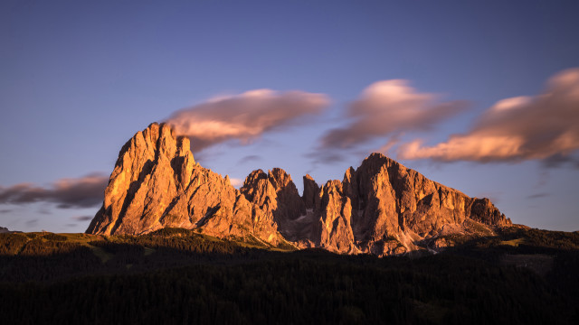 Mountain clouds trees sunset volcano free wallpaper - medium preview image