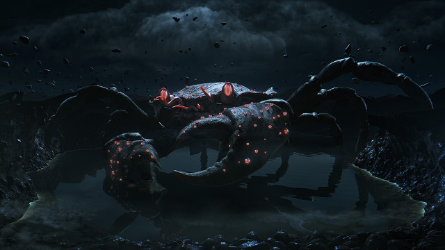 Giant crab glowing eyes water free wallpaper - medium preview image
