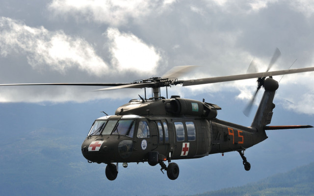 Helicopter cloudy sky mountains military free wallpaper - medium preview image
