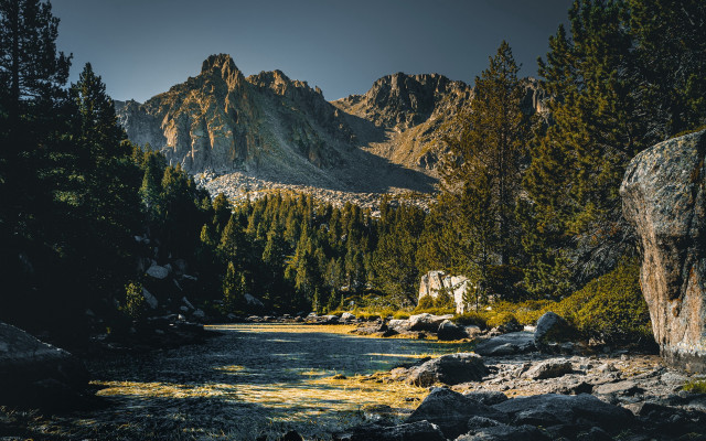 River forest mountains night starry free wallpaper - medium preview image
