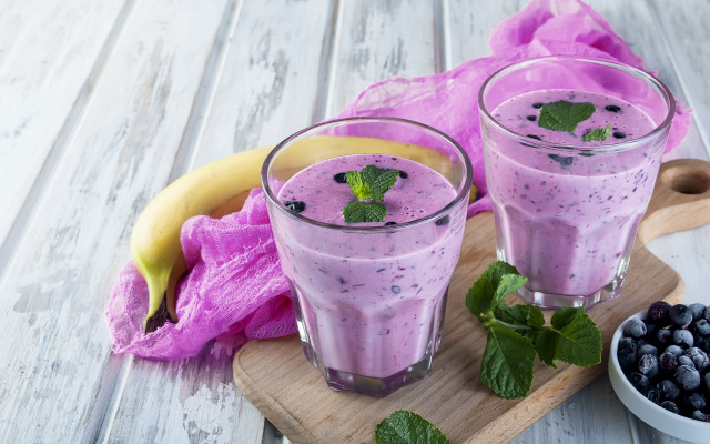 Blueberry smoothie banana mint cutting free wallpaper - medium preview image