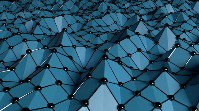 Blue cubes black dots raytraced free wallpaper - medium preview image