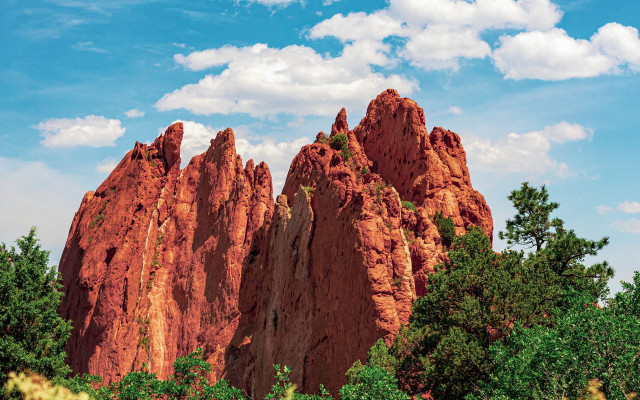 Large rock formation forest blue free wallpaper - medium preview image