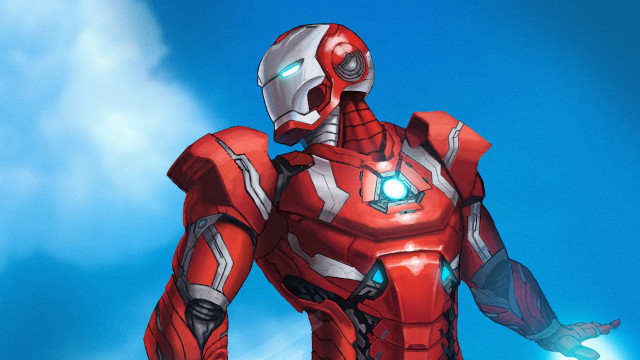 Cartoon man suit glowing chest free wallpaper - medium preview image