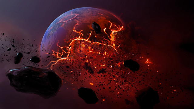 Space planet rocks background glow free wallpaper - medium preview image