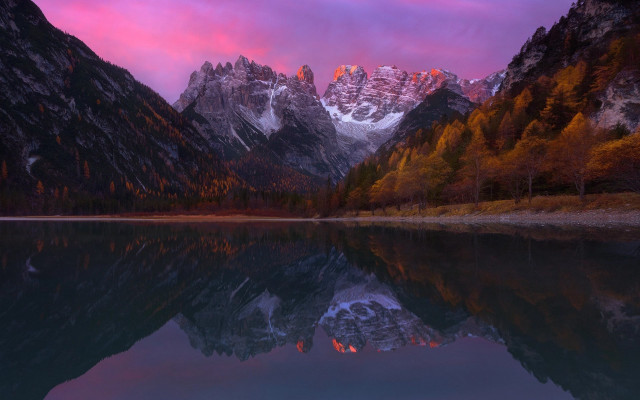 Mountain range reflection sunset mystical #2 free wallpaper - medium preview image