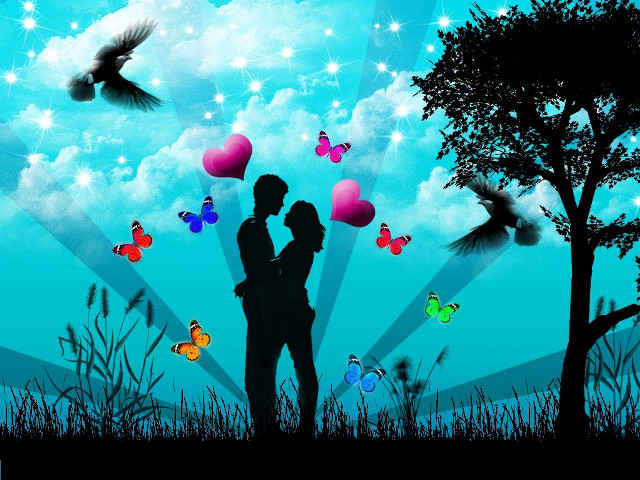Couple tree balloons butterflies heart #2 free wallpaper - medium preview image