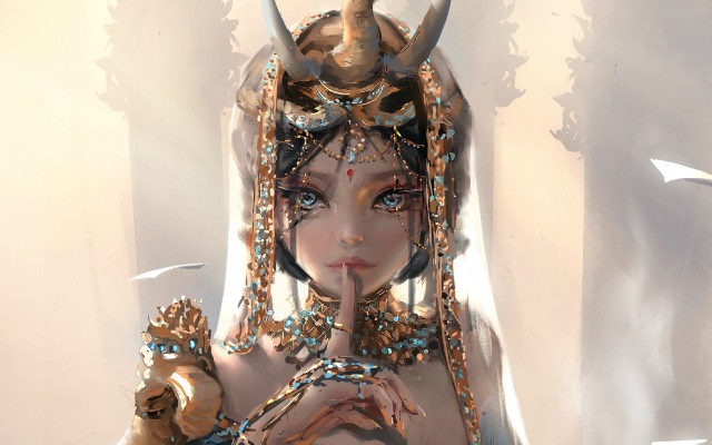 Horned woman fantasy art anna free wallpaper - medium preview image