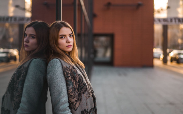 Two women cosplay blurry bokeh free wallpaper - medium preview image