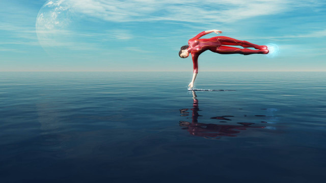 Handstand water surreal moon beach free wallpaper - medium preview image