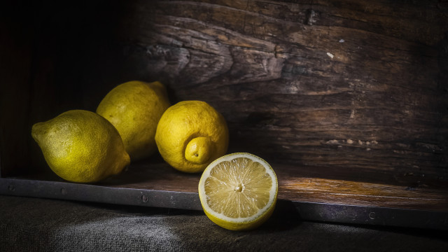Lemon lemons shelf wooden background free wallpaper - medium preview image