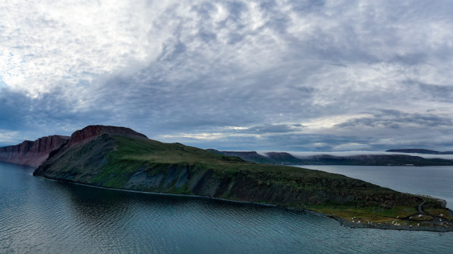 Lake island cloudy sky mountain free wallpaper - medium preview image