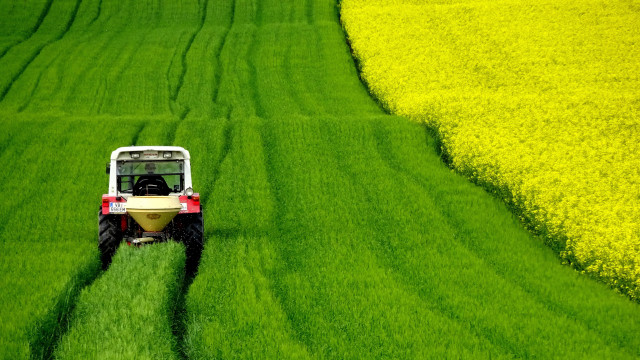 Tractor green field yellow flower free wallpaper - medium preview image