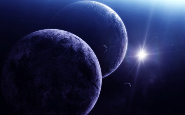 Two planets sun starry sky free wallpaper - medium preview image