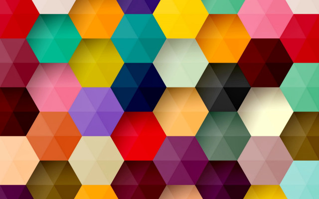 Colorful hexagons geometric abstract cubist free wallpaper - medium preview image