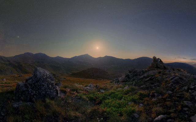 Mountain range moon starry sky free wallpaper - medium preview image
