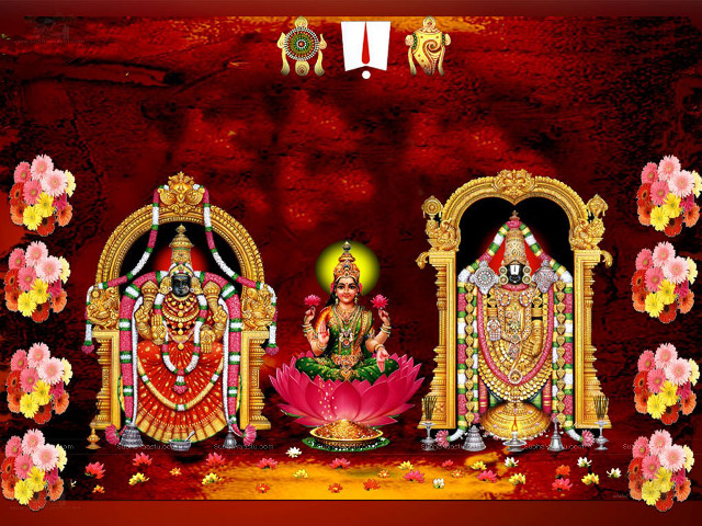 Hindu god lotus red gold free wallpaper - medium preview image