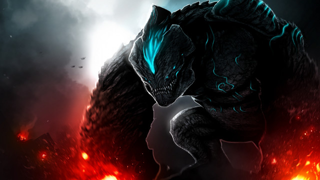 Godzilla battle fire embers glowing free wallpaper - medium preview image