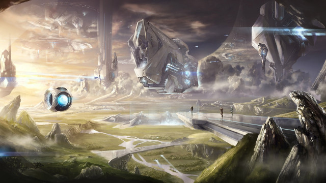 Futuristic landscape building sky man free wallpaper - medium preview image