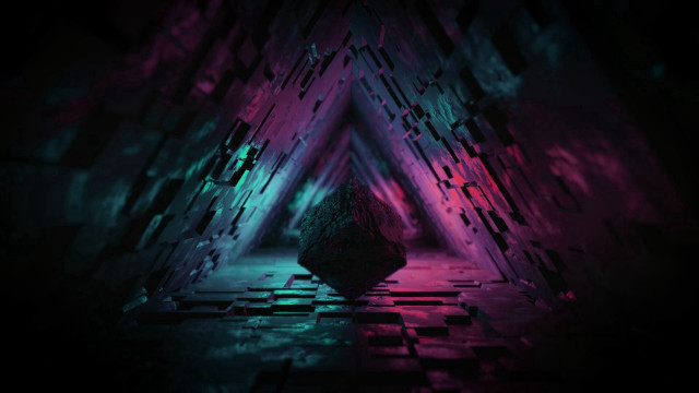 Dark room large object neon free wallpaper - medium preview image