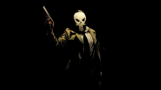 Bald man white mask gun free wallpaper - medium preview image