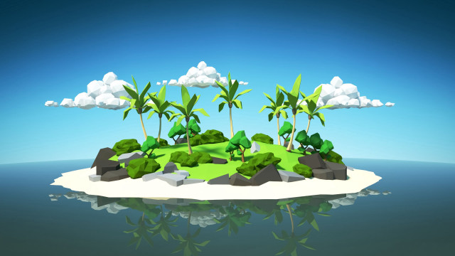Small island palm trees rocks free wallpaper - medium preview image