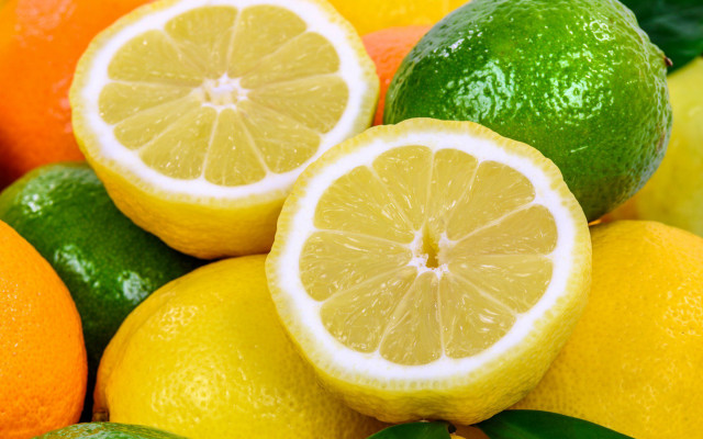 Lemons limes leaves cut half free wallpaper - medium preview image