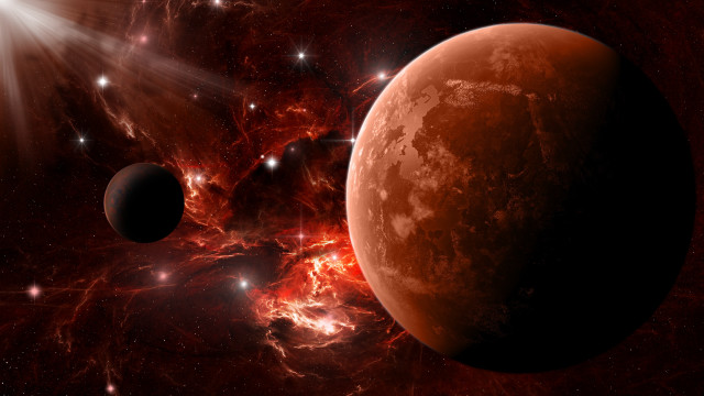 Red planet star cluster moonbeam free wallpaper - medium preview image