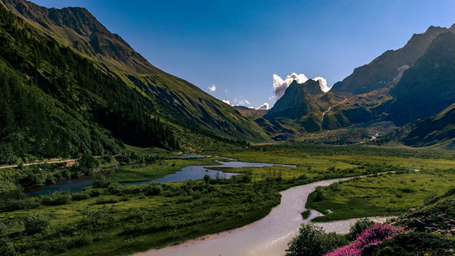 Lush green valley river mountains #3 free wallpaper - medium preview image