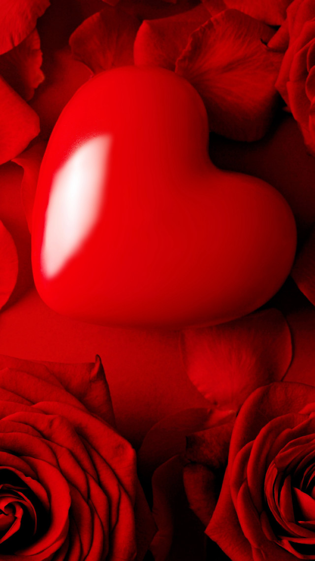 Red heart roses petals background free wallpaper - medium preview image