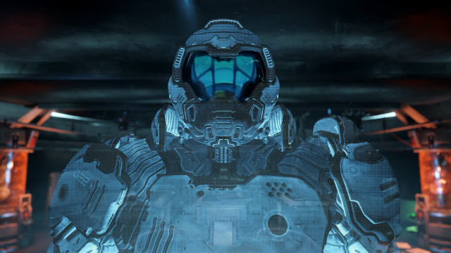 Futuristic robot neon helmet city free wallpaper - medium preview image