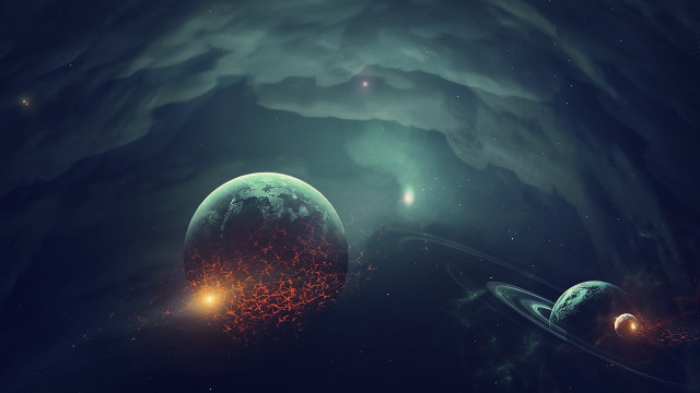 Planet ring star night sky free wallpaper - medium preview image