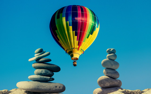 Hot air balloon rocks sky free wallpaper - medium preview image
