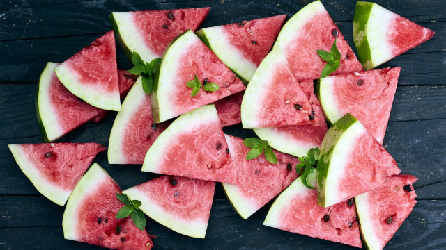 Watermelon slices mint summer vibrancy free wallpaper - medium preview image