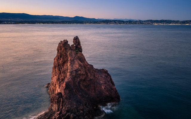 Rock water mountain sunset beach free wallpaper - medium preview image