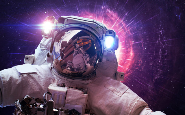Space astronaut flashlight stars bright free wallpaper - medium preview image