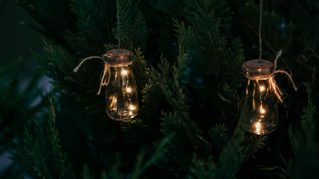 Mason jar lights outdoors nature free wallpaper - medium preview image