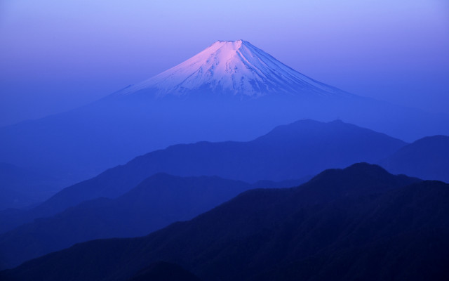 Mountain snowcapped dusk blue sky free wallpaper - medium preview image