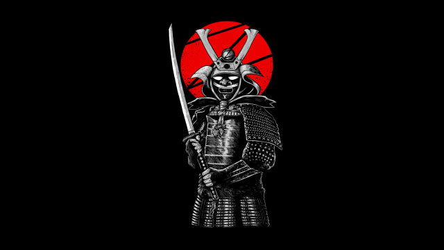 Samurai red sun sword horned free wallpaper - medium preview image