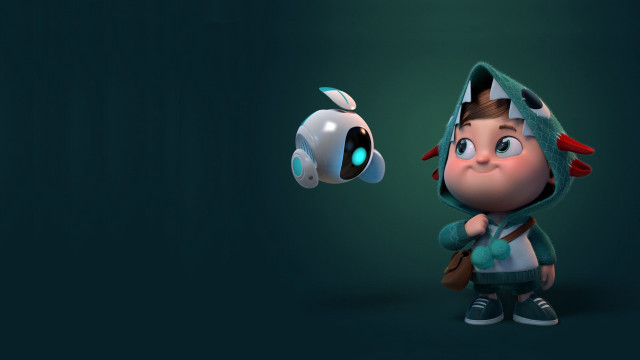 Cartoon boy robot light blue free wallpaper - medium preview image