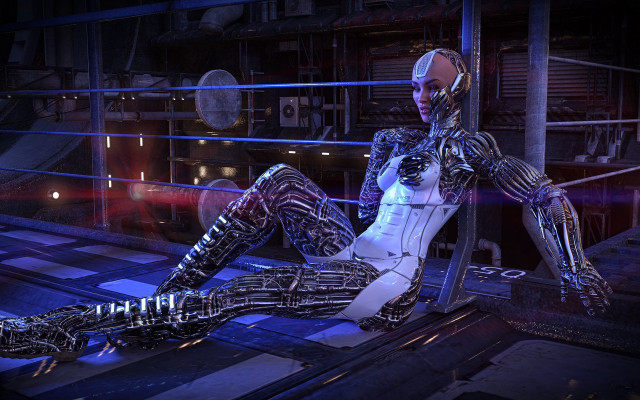 Robot ledge afrofuturism cyberpunk cybernetic free wallpaper - medium preview image