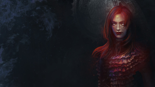 Red hair black dress gothic free wallpaper - medium preview image