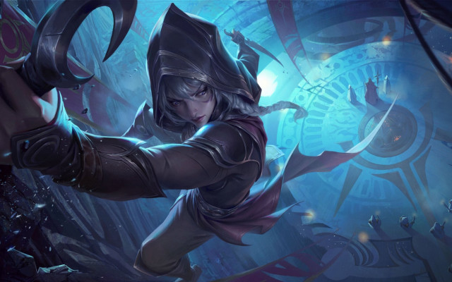 Woman hooded cave sword clock free wallpaper - medium preview image