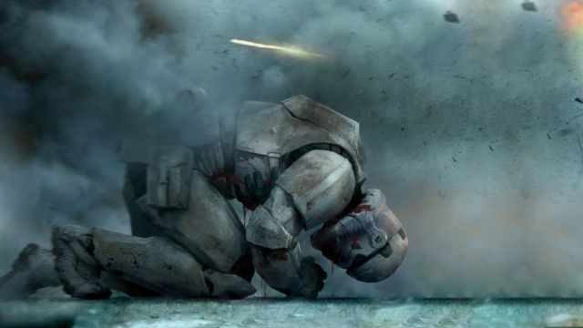Man kneeling explosion smoke debris free wallpaper for desktop - medium preview image