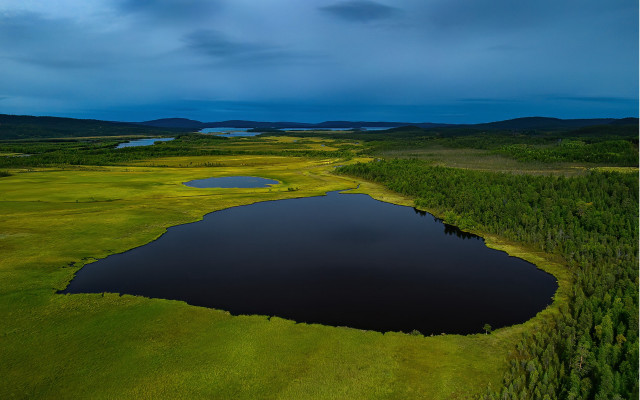 Lake greenfield forest cloudy sky free wallpaper - medium preview image